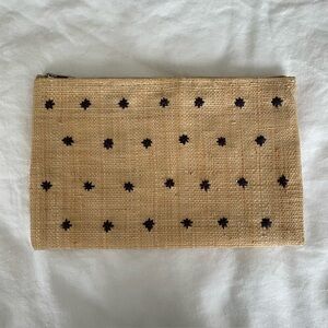 Mar Y Sol Raffia Pouch Clutch with Zipper